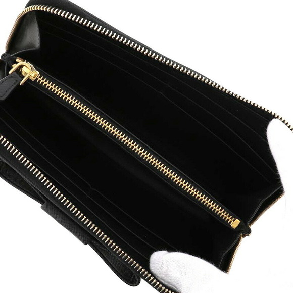 Prada Ribbon Fastener Long Wallet Safiano BlackBlack - Picture 4 of 6